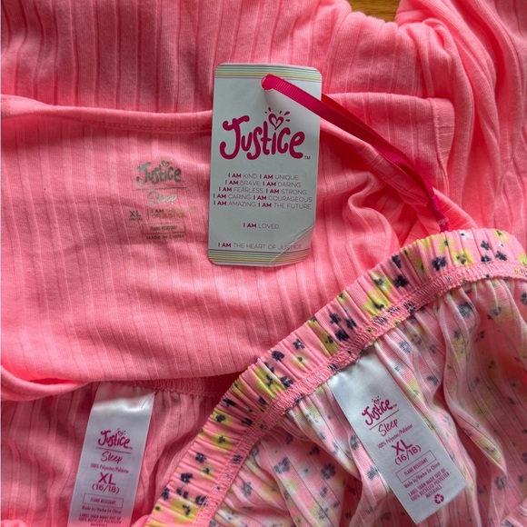 Justice Pink Pajama Set 3 pieceRuffle tank,short Pajama size 16/18 XL - Picture 7 of 13